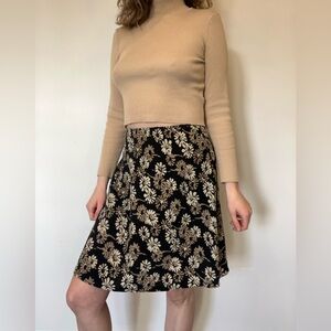 Vintage Savannah Black and Cream Floral Skirt in size Small made in Canada